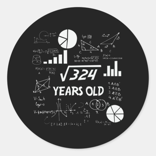 18誕生日平方根数学18歳 ラウンドシール (正面)