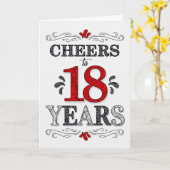 18誕生日応援の赤い白の黒のパターン カード (黄色い花)