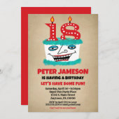 18誕生日招待状おもしろいケーキメカジュアルンス 招待状 (正面/裏面)