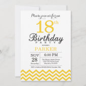 18誕生日招待状イエローシェブロン 招待状 (正面)