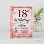 18誕生日招待状ピンクグリッター 招待状 (スタンド正面)