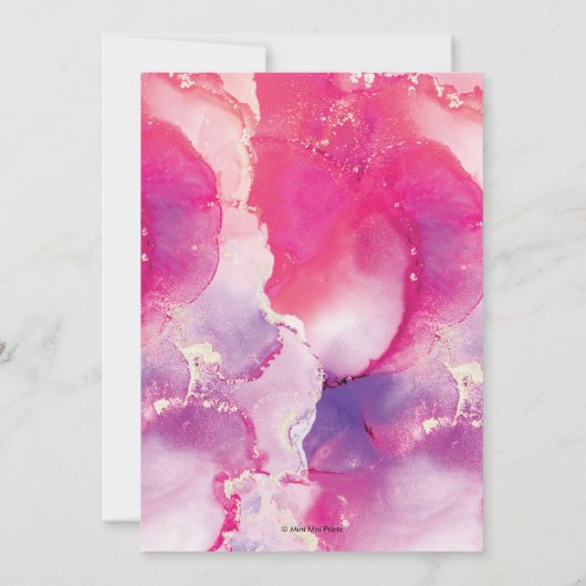 18誕生日招待状ピンク抽象芸術水彩 招待状 (裏面)