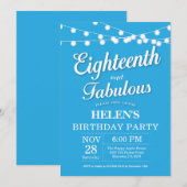 18誕生日招待状ブルーファブラス 招待状 (正面/裏面)
