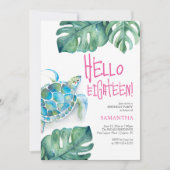 18誕生日招待状水彩ウミガメ 招待状 (正面)