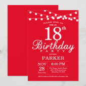 18誕生日招待状赤 招待状 (正面/裏面)
