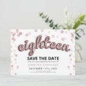 18誕生日日付の保存バラ金ゴールドグリッター 招待状 (スタンド正面)