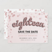 18誕生日日付の保存バラ金ゴールド赤面ピンク 案内ポストカード (正面/裏面)