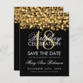 18誕生日日付の保存パーティーが金ゴールドを点滅 セーブザデート (正面/裏面)