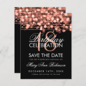 18誕生日日救付パーティースパークルバラ金ゴールド セーブザデート (正面/裏面)