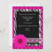 18誕生日白黒ゼブラピンク斑花 招待状 (裏面)