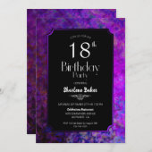 18誕生日紫と黒のパーティー 招待状 (正面/裏面)