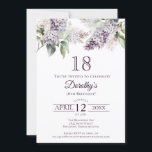 18誕生日紫春薄紫花 招待状<br><div class="desc">柔らかい水の色の紫のライラックは春のかわいらし18th誕生日の招待を作成する。このタイポグラフィは、ヴィンテージ、レトロな雰囲気を加える。すべての文字は編集可能なので、正しいトーンを設定できる。あなたは簡単にフォントや色を変更できる。この18回目の誕生日の招待状は、カードストックとダウンロード可能なバ伝統的ージョンの両方で利用可能である。パープル春薄紫フラワーコレクションの一部。テーマを選択し、簡単に招待スイートを作成ユニークし、歓迎シンボルや象徴とパーティー装飾。パーティー計画はおもしろいと楽しくなる。</div>