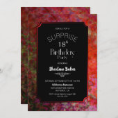 18誕生日赤と黒のサプライズパーティー 招待状 (正面/裏面)