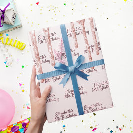 18誕生日赤面バラ金ゴールドドライブ名 ラッピングペーパー