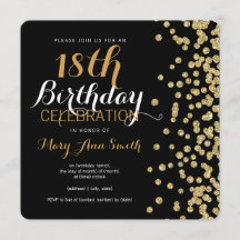 18誕生日金ゴールドフェイクグリッター紙吹雪ブラック