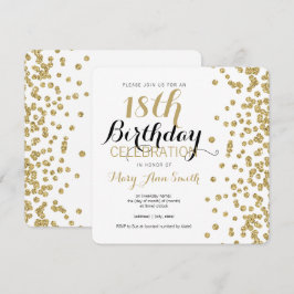 18誕生日金ゴールドフェイクグリッター紙吹雪白 招待状