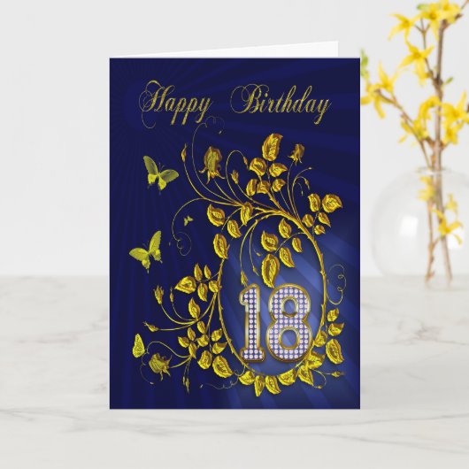 18誕生日金蝶 カード (黄色い花)