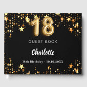 18誕生日黒金ゴールド星 ゲストブック (正面)