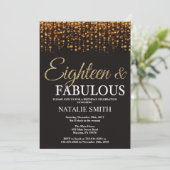18誕生日18アンドファブラス金ゴールドグリッター 招待状 (スタンド正面)