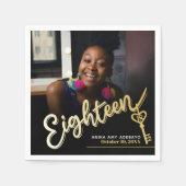 18誕生日18カスタム写真台本金ゴールド スタンダードカクテルナプキン (正面)