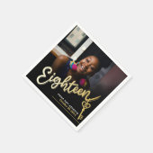 18誕生日18カスタム写真台本金ゴールド スタンダードカクテルナプキン (角)