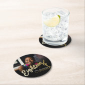 18誕生日18カスタム写真台本金ゴールド ラウンドペーパーコースター (インサイチュ)