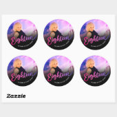 18誕生日18枚フォトパープルピンクブラック ラウンドシール (シート)