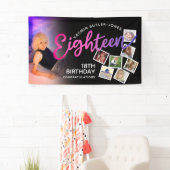 18誕生日18枚フォトパープルピンクブラック 横断幕 (インサイチュ)