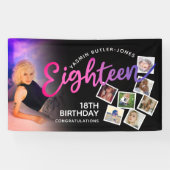 18誕生日18枚フォトパープルピンクブラック 横断幕 (横)