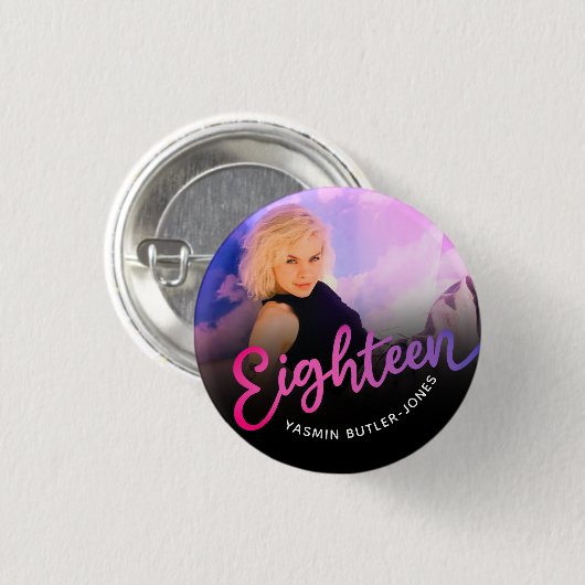 18誕生日18枚フォトパープルピンクブラック 缶バッジ (正面&裏面)