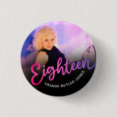 18誕生日18枚フォトパープルピンクブラック 缶バッジ (正面)