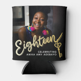 18誕生日18金ゴールド鍵 缶クーラー