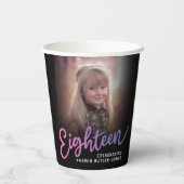 18誕生日18 photo script pink purple 紙コップ (裏面)