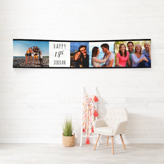 18誕生日4フォトストリップパーソナライズされた 横断幕 (インサイチュ)