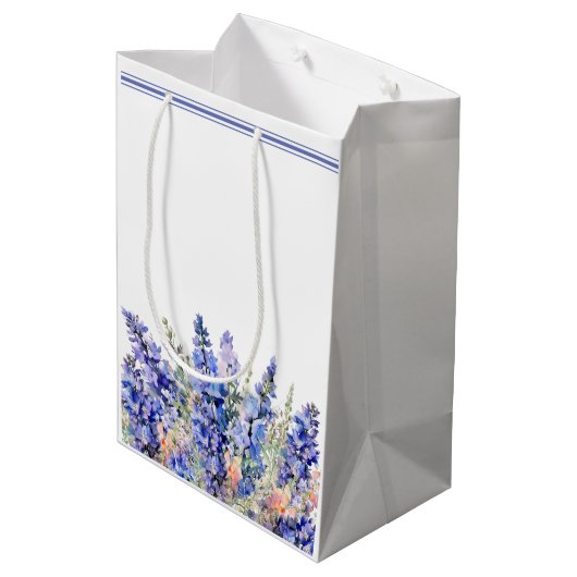 18誕生日7月誕生月フラワーブルー ミディアムペーパーバッグ (裏面アングル)