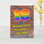 18誕生日:おもしろいグラフィティインスパイア – レインボー18 カード (黄色い花)