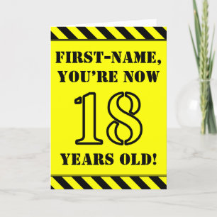 18誕生日:おもしろいステンシルスタイル文字、名前をカスタムする カード