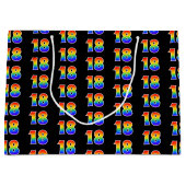 18誕生日:おもしろいレインボーイベント第18パターン ラージペーパーバッグ (正面)