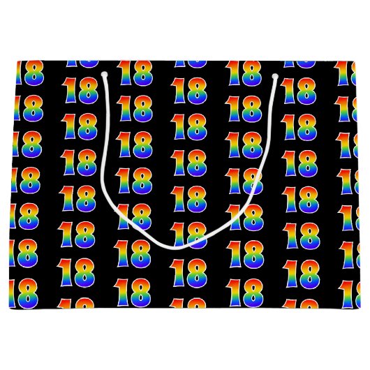 18誕生日:おもしろいレインボーイベント第18パターン ラージペーパーバッグ