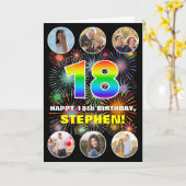 18誕生日:おもしろいレインボー#,名前をカスタムする&写真 カード (黄色い花)