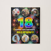 18誕生日:おもしろいレインボー#,名前をカスタムする+写真 ジグソーパズル (縦)