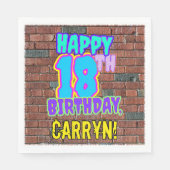18誕生日~おもしろい、アーバングラフィティインスパイアルック スタンダードランチョンナプキン (正面)