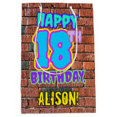 18誕生日:おもしろい、アーバングラフィティインスパイアルック ミディアムペーパーバッグ (正面)