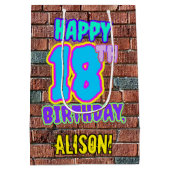 18誕生日:おもしろい、アーバングラフィティインスパイアルック ミディアムペーパーバッグ (裏面)