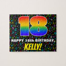 18誕生日:おもしろい、カラフル音楽シンボル、「18」