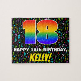 18誕生日:おもしろい、カラフル音楽シンボル、「18」 ジグソーパズル