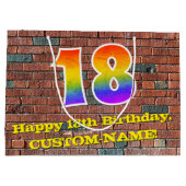 18誕生日:おもしろい、グラフィインスパイアティ・レインボー# 18 ラージペーパーバッグ (裏面)