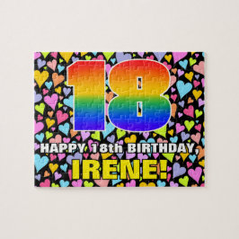 18誕生日:おもしろい、愛するハートシェイプ+「18」 ジグソーパズル