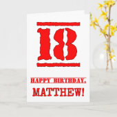 18誕生日:おもしろい、赤ゴムスタンプルックインスパイアス カード (黄色い花)