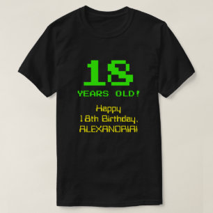18誕生日:おもしろい, 8-bit Look, Nerdy /オタク系の"18" Tシャツ